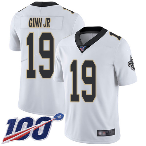 Men New Orleans Saints Limited White Ted Ginn Jr Road Jersey NFL Football 19 100th Season Vapor Untouchable Jersey